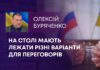 НА СТОЛІ МАЮТЬ ЛЕЖАТИ РІЗНІ ВАРІАНТИ ДЛЯ ПЕРЕГОВОРІВ